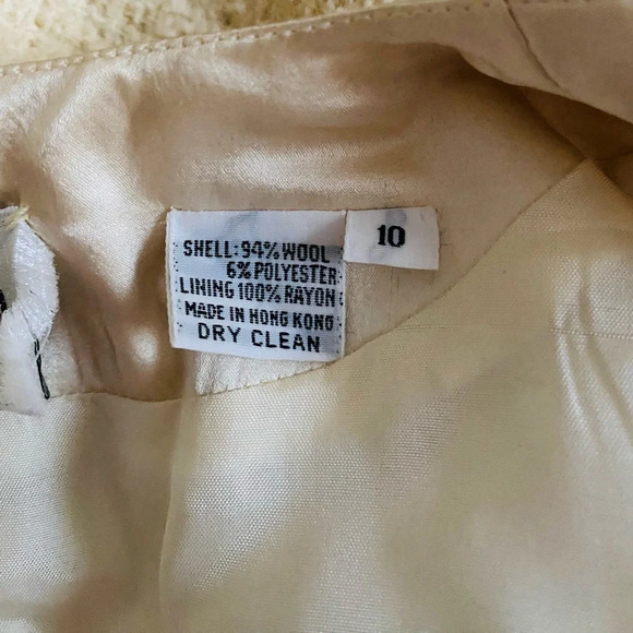 ALBERT NIPON | Women’s Cream Tweed with Ribbon Trim Open Blazer Jacket Size 10 - Picture 7 of 7